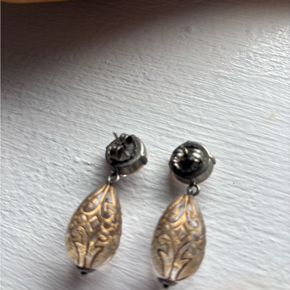 Sabika Gold and White Filigree Earrings Excellent Condition Worn Once - Picture 3 of 3